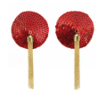 NIP033 Love In Leather Chain Nipple Tassels - Red NIP033 Love In Leather Chain Nipple Tassels - Red